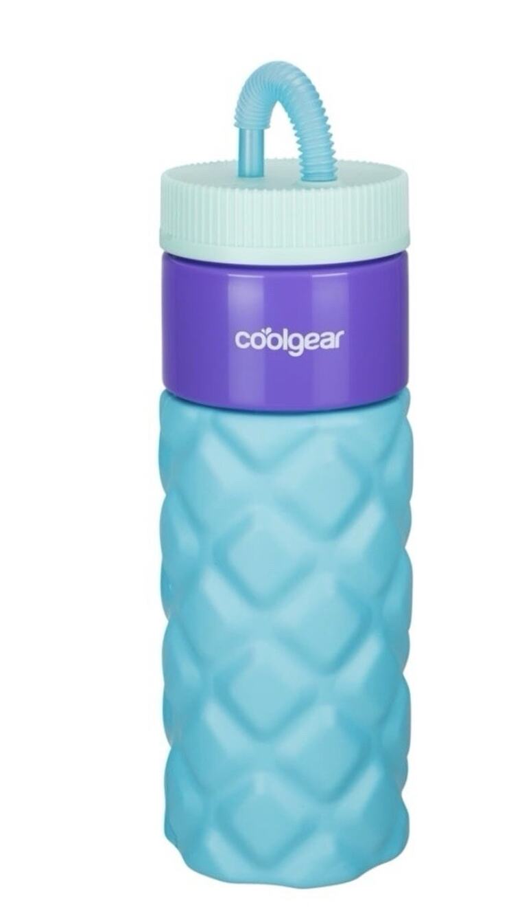 Cool Gear 24 oz Plastic Retro Foam Grip Water Bottle Quilted Blue